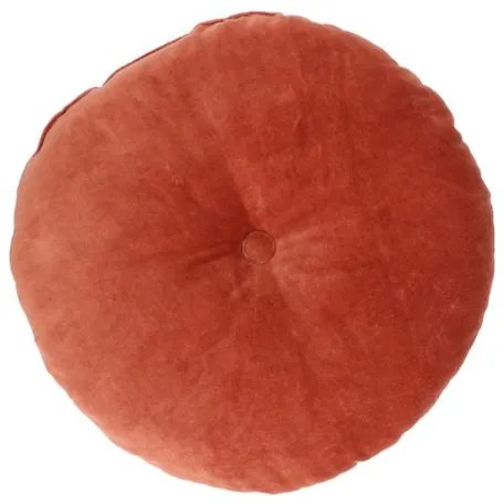 Velours kussen, bio-katoen, terra, rond
