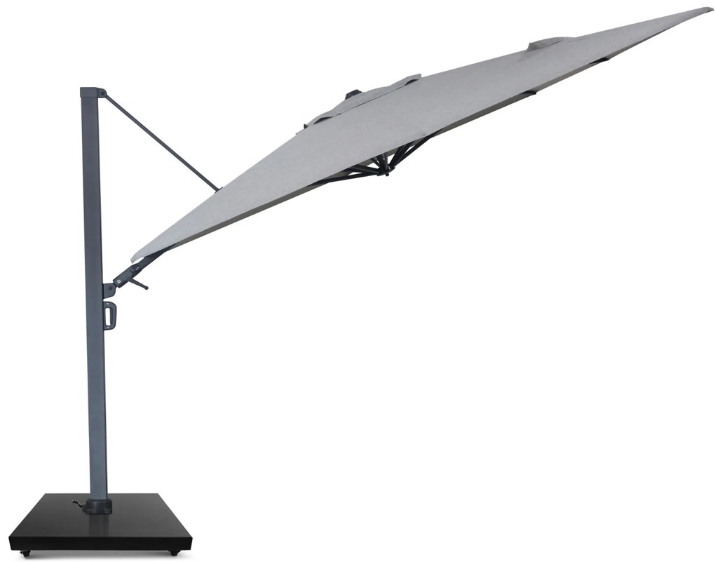 Zweefparasol 3x3.5m S2 Excellent (incl. voet + hoes) Grijs-antraciet Camello Luna