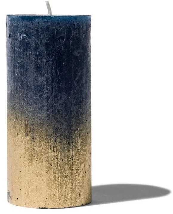 HEMA Rustieke Kaars Ø5x11 Donkerblauw/goud (goud)