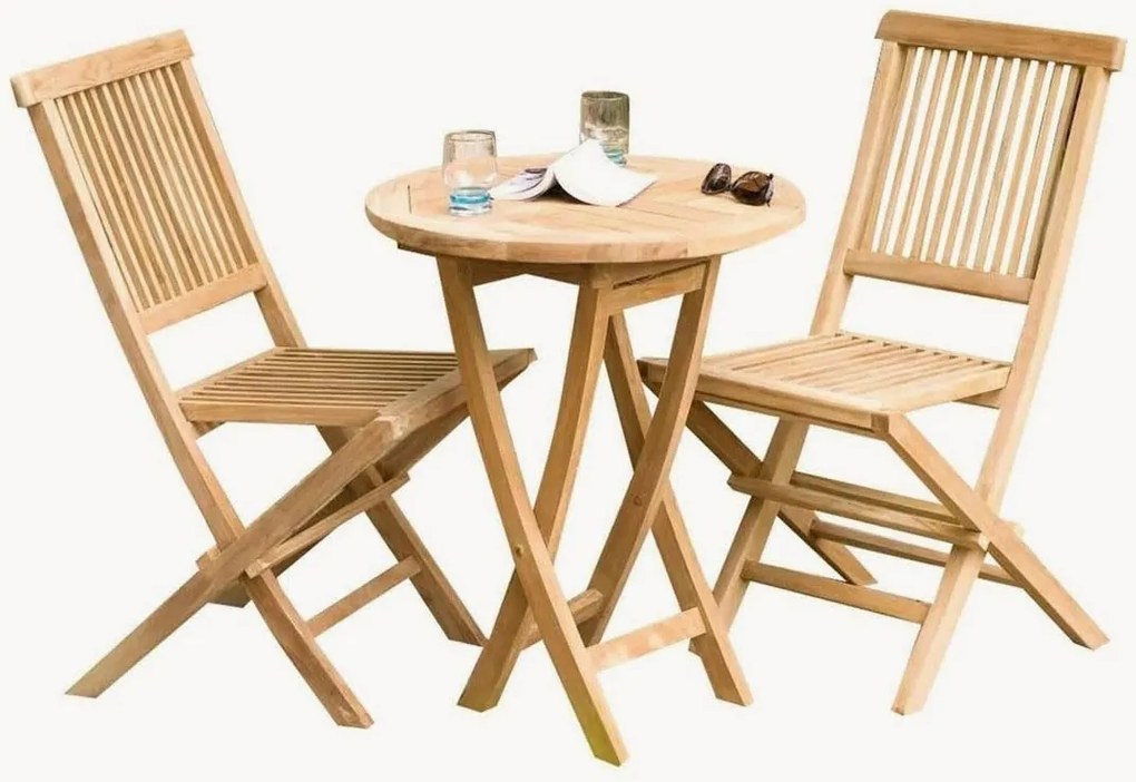 Inklapbaar bistroset Fun van teakhout, 3-delig