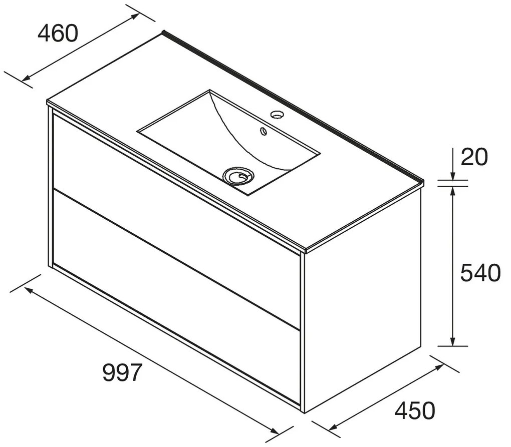 Muebles Ideal badmeubel 100cm met wastafel wit mat