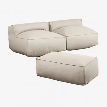 Dojans 2-delige Modulaire Bank En Poef Beige - Semoline - Sklum