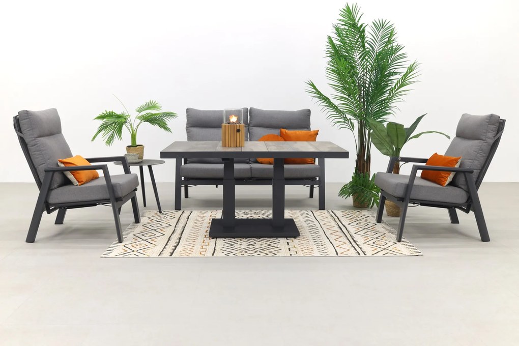 Azoren/Jersey stoel-bank loungeset 4-delig verstelbaar - Antraciet OP=OP