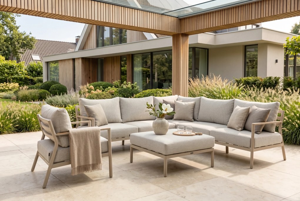 Hoek loungeset 6 personen Aluminium Taupe Lifestyle Garden Furniture Verano