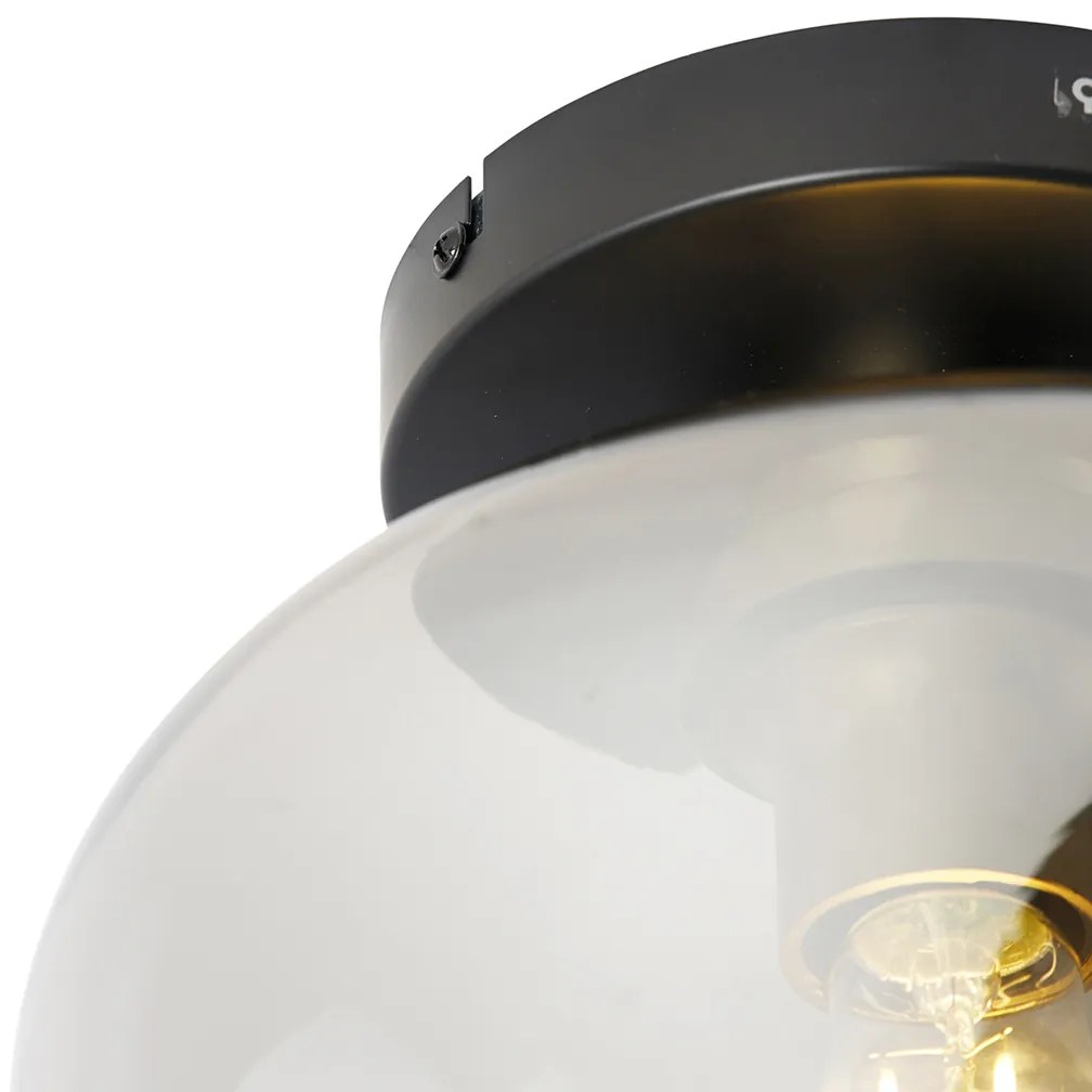 Smart plafondlamp zwart met goud en smoke glas incl. Wifi A60 - Zuzanna