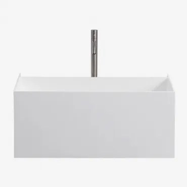 Harsen Badkamermeubelset Met Geïntegreerde Wastafel En Nerine Led-verlichting Wit & Spiegelloze & Geborsteld Grijs ↑30 Cm - Sklum