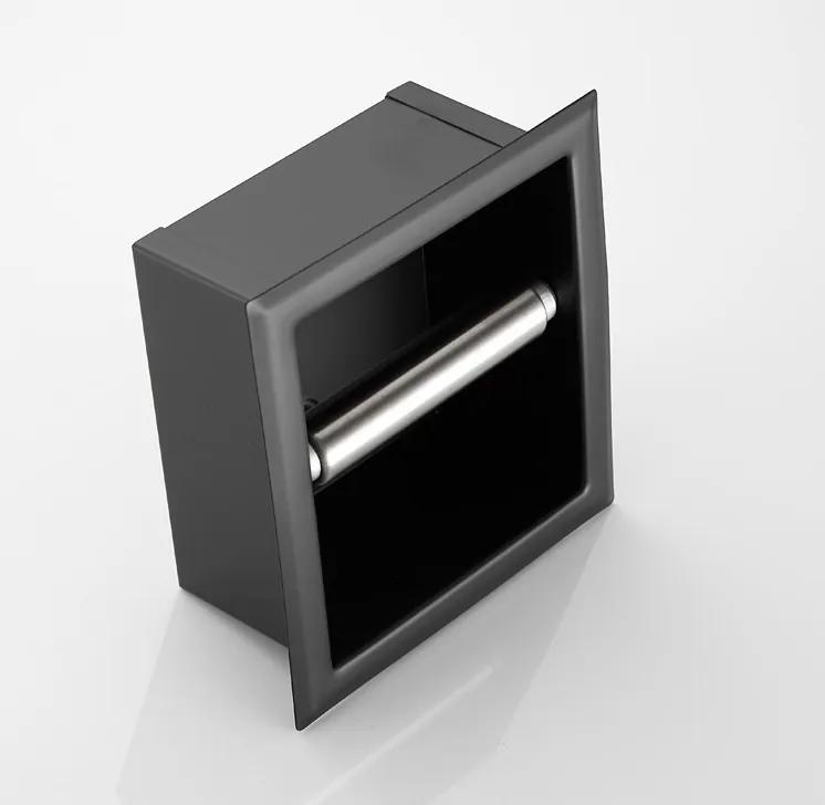 Saniclear Nero inbouw toiletrol houder zonder klep mat zwart