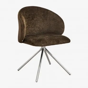 Pack Van 2 Draaibare Eetkamerstoelen Bekleed Gryon Chocoladebruin Fluweel - Sklum