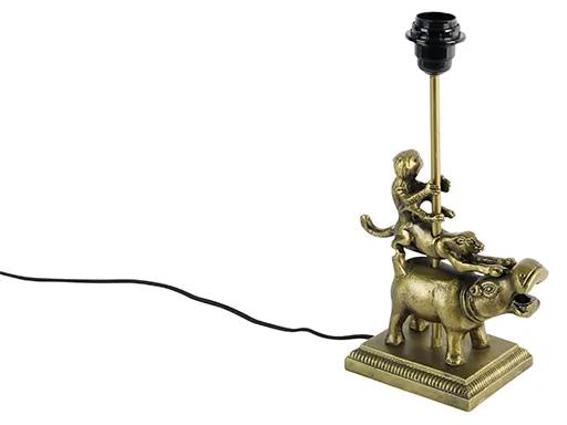 Vintage tafellamp messing - Animal Flodhest Abe Landelijk E27 Binnenverlichting Lamp