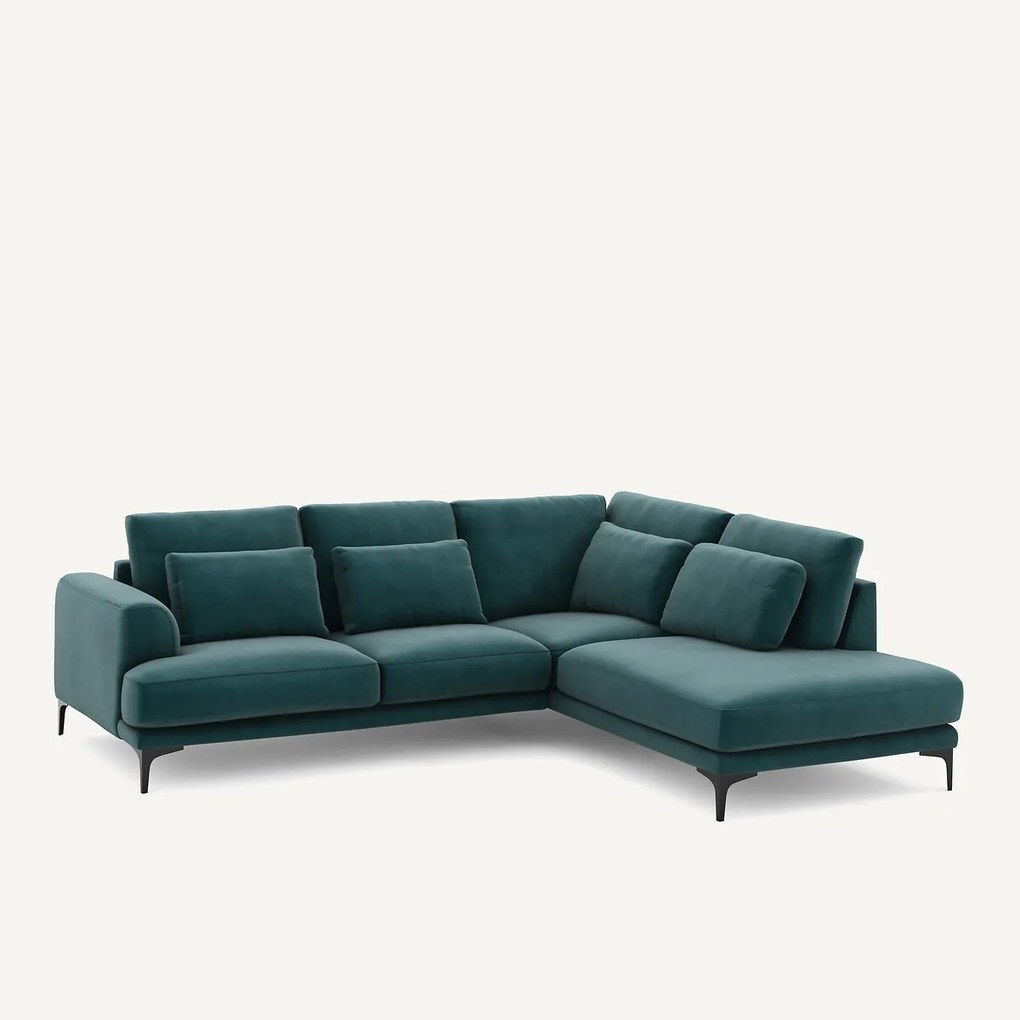 Linkse hoekbank met leuning in fluweel, Marsile