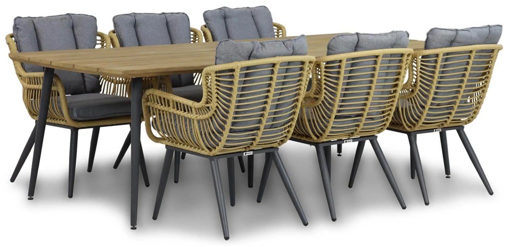 Tuinset 6 personen 240 cm Wicker/Aluminium/Aluminium/wicker Zwart Coco Azzano/Montana