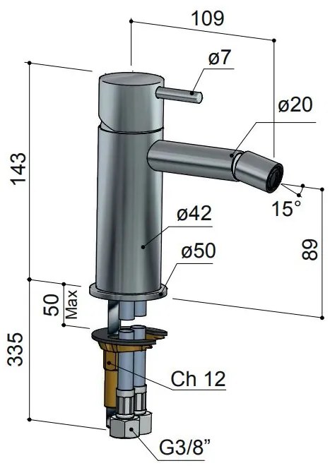 Hotbath Cobber Bidetmengkraan Zwart Chroom CB018