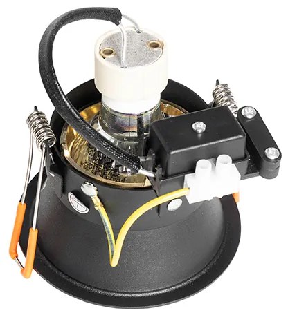 Set van 6 moderne inbouwspots zwart met goud draai- en kantelbaar - Alloy