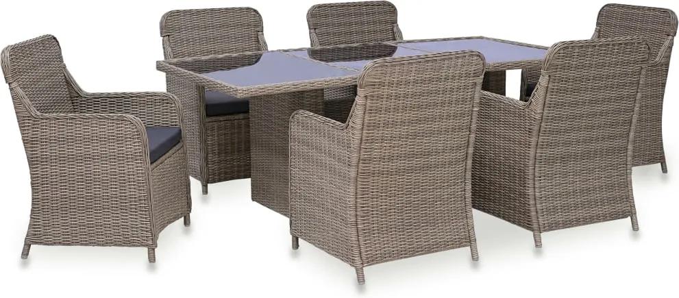 7-delige Tuinset poly rattan bruin