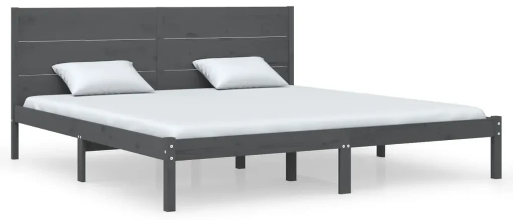 vidaXL Bedframe massief grenenhout grijs 200x200 cm