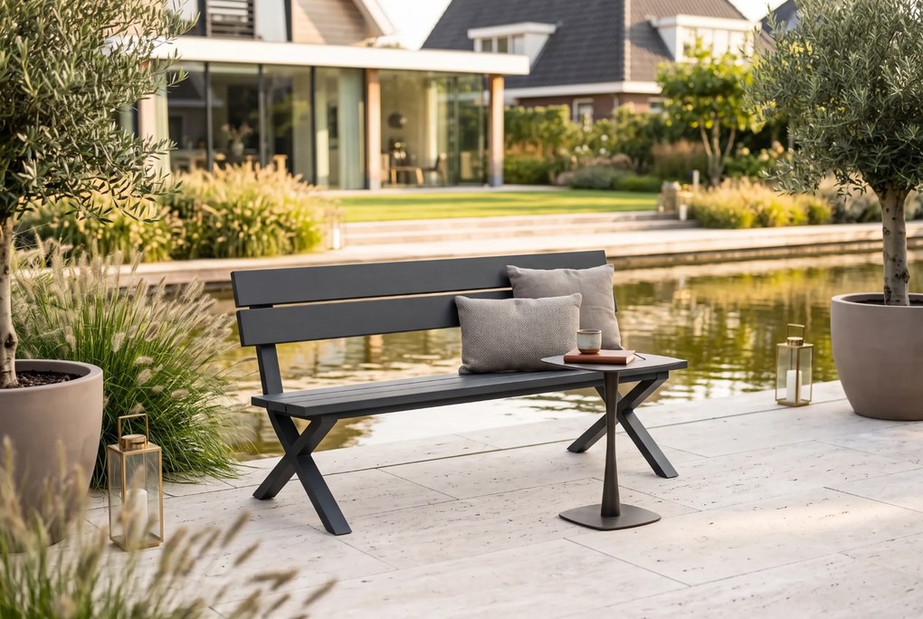 Tuinbank aluminium 160 cm Aluminium Grijs-antraciet Presto Crosano
