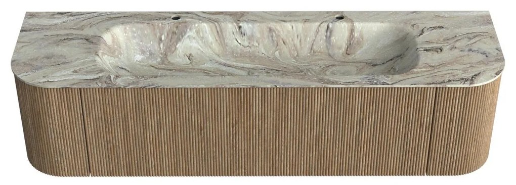 Mondiaz Kurve-dlux 170cm badmeubel ronding links/rechts dusk met 1 lade en 2 deuren en wastafel big large midden 2 kraangaten glace