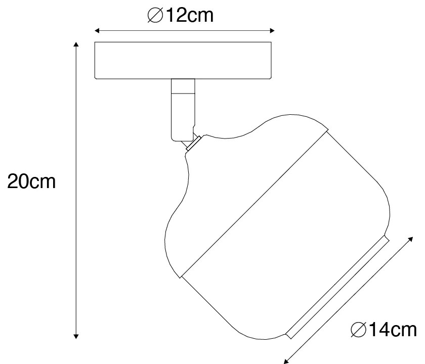 Design spot zwart met goud en smoke glas - Kyan
