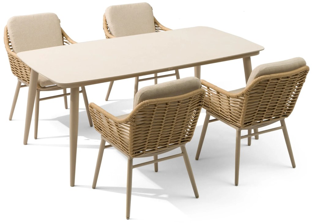 Tuinset 4 personen 180 cm Aluminium/rope Taupe Coco Antoni/Vienna