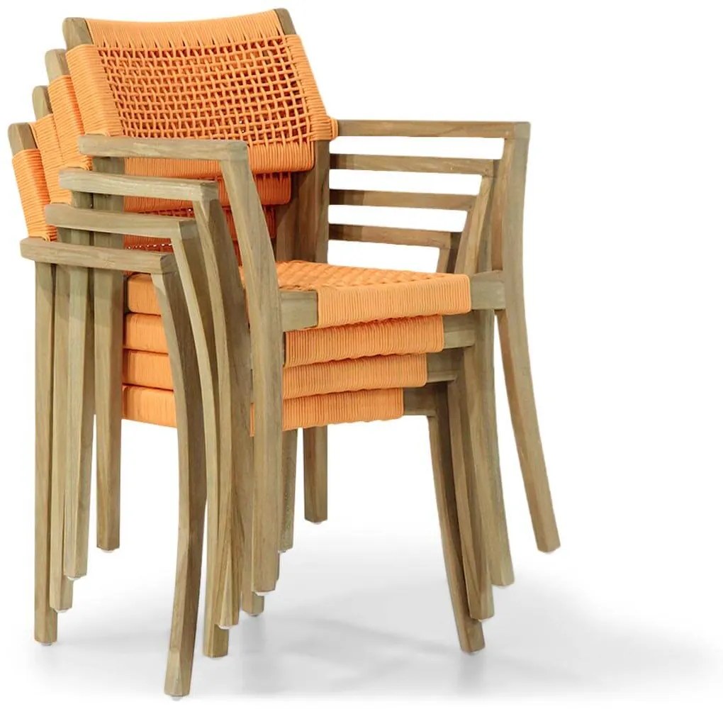 Tuinstoel stapelbaar Teak/Rope Oranje Lifestyle Garden Furniture Dallas