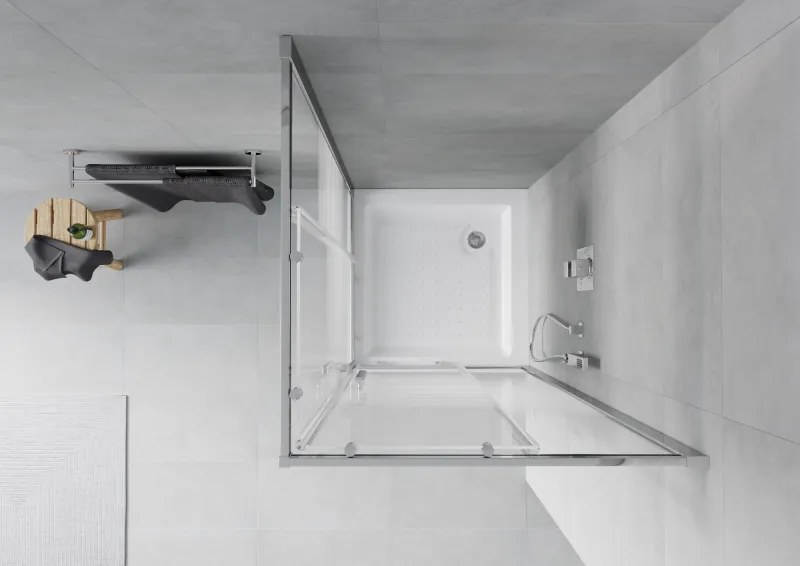 Mexen Rio vierkante douchecabine 90 x 90 cm, witte strepen, chroom + douchebak, wit - 860-090-090-01-20-4510