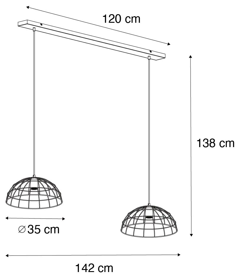Industriële hanglamp zwart 2-lichts - Hanze