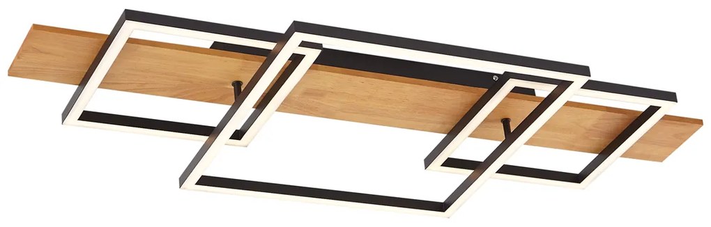 Design plafondlamp zwart vierkant incl. LED 3-staps dimbaar - Nimue