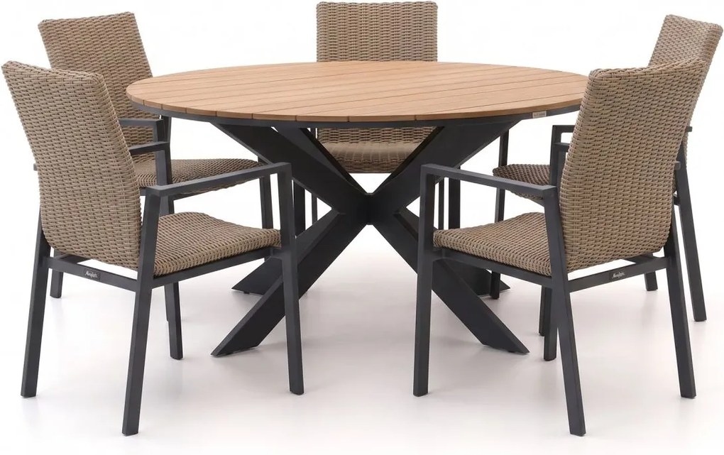Diningset Manifesto  | 5 personen polywood | Tuinset stapelbaar | 6-delig | Kees Smit Tuinmeubelen