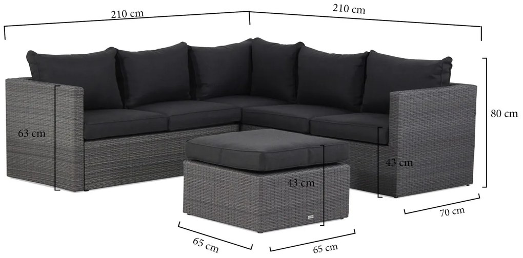 Loungeset  Wicker Grijs  Garden Collections loungeset