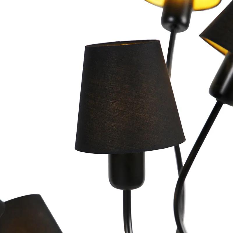 Design vloerlamp zwart 5-lichts met klemkap - Wimme Design E27 Binnenverlichting Lamp