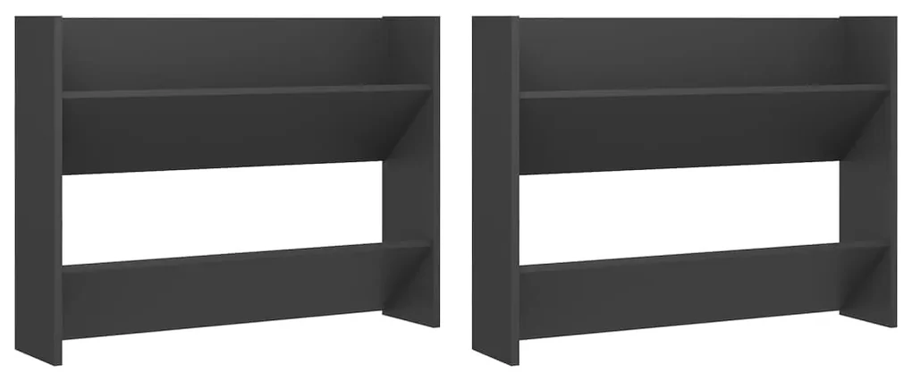 vidaXL Wandschoenenkasten 2 st 80x18x60 cm spaanplaat grijs