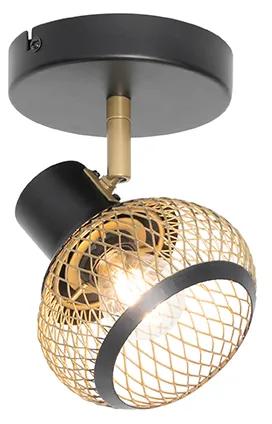 Moderne Spot / Opbouwspot / Plafondspot zwart met goud - Lucas Modern E14 rond Binnenverlichting Lamp