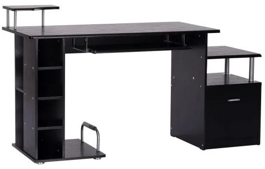 HOMdotCOM Computertafel bureau zwart 152 x 60 x 88cm