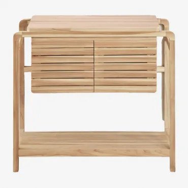 Bradley Teakhouten Badkamermeubelset Zonder Wastafel & Spiegelloze & Zonder Kraan & ↔︎ 90 Cm - Sklum