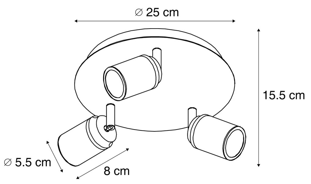 Moderne badkamer Spot / Opbouwspot / Plafondspot wit 3-lichts IP44 - Ducha Modern GU10 IP44 rond Lamp