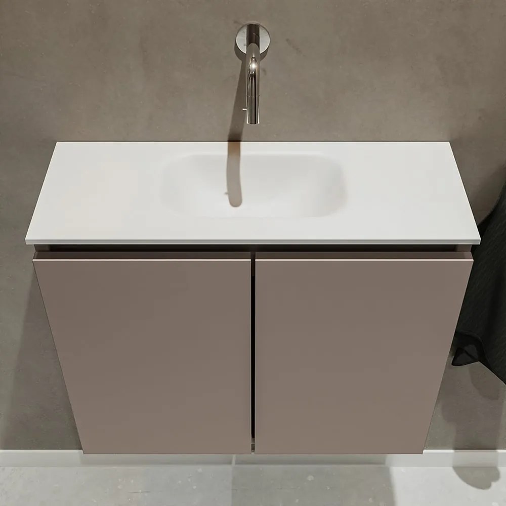 Mondiaz Ture 60cm toiletmeubel smoke met wastafel talc midden geen kraangat