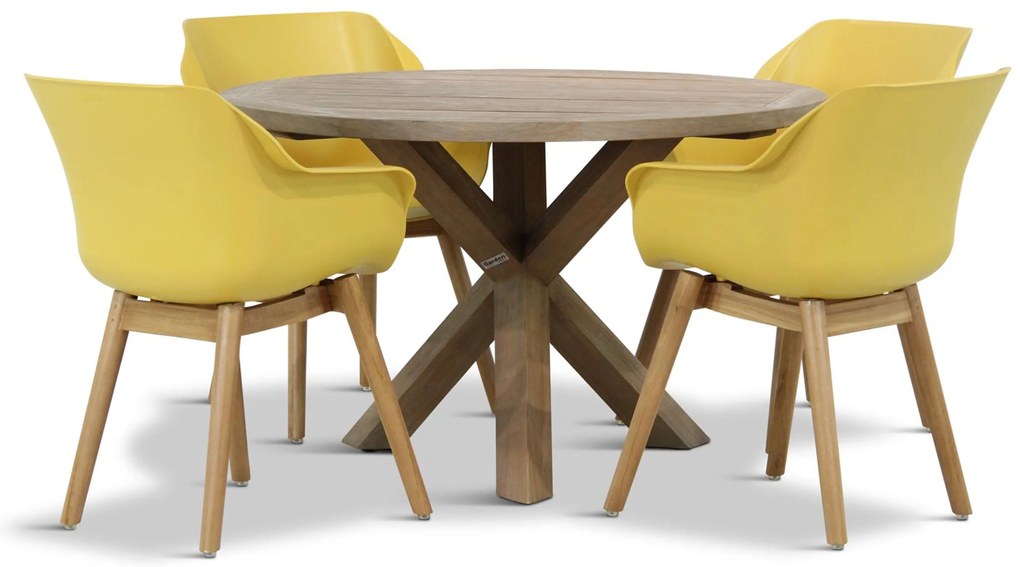 Tuinset Ronde Tuintafel 4 personen 120 cm Kunststof Geel  Hartman Sophie