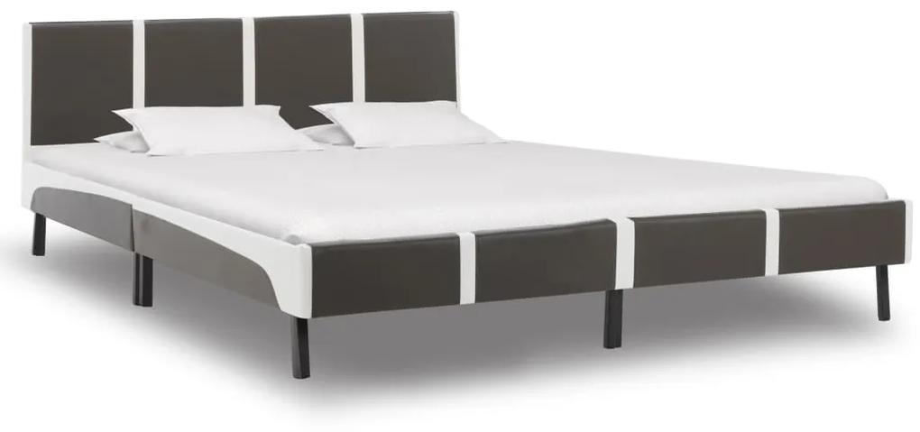 vidaXL Bed met matras kunstleer grijs en wit 160x200 cm