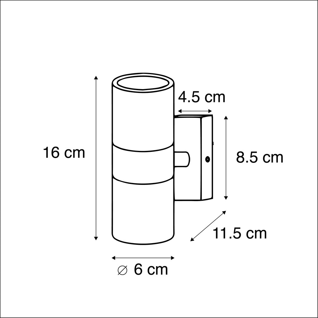 Buitenwandlamp staal 2-lichts IP44 - Duo Modern GU10 IP44 Buitenverlichting rond