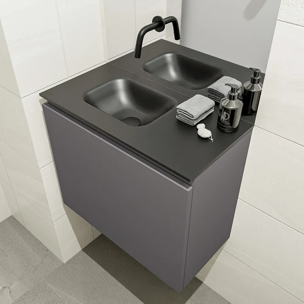 Mondiaz Olan 60cm toiletmeubel dark grey met wastafel urban links geen kraangat
