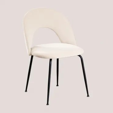 Set Van 2 Glorys-stijl Fluwelen Eetkamerstoelen Beige – Crème & Zwart - Sklum