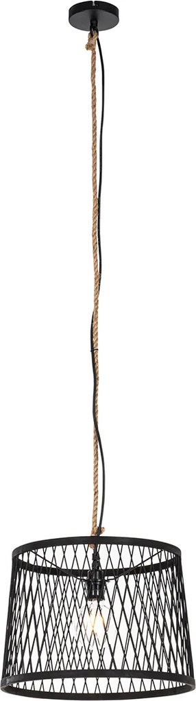 Landelijke buiten hanglamp zwart rotan 40 cm - Calamus