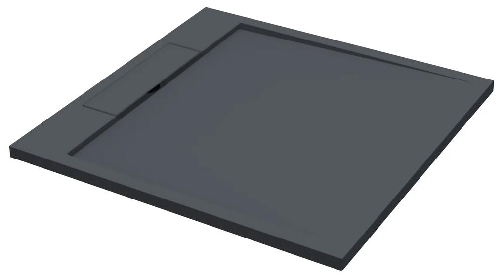Douchebak Best Design Decent 100x100x3.5cm Solid Surface Mat Zwart