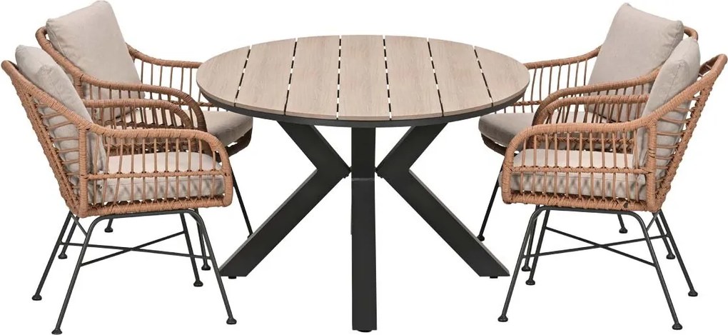 Garden Impressions Lucas tuinset bruin 5-delig - Tulli tuintafel 180x115 cm