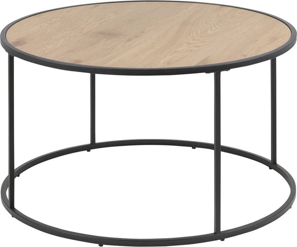 Lisomme Industriële salontafel - Vic - Hout - Rond - Ø 80 cm - Salontafels - Bijzettafeltje - Ronde tafel - Houten tafels - industrieel design