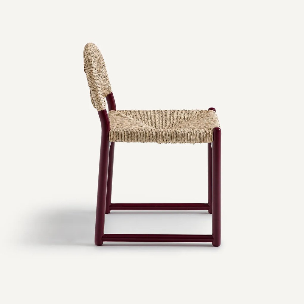 Stoel in massief gelakt eik en stro, Lyla