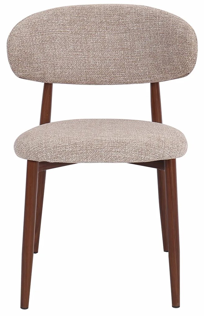Eetkamerstoel Walnoot Met Beige Stof