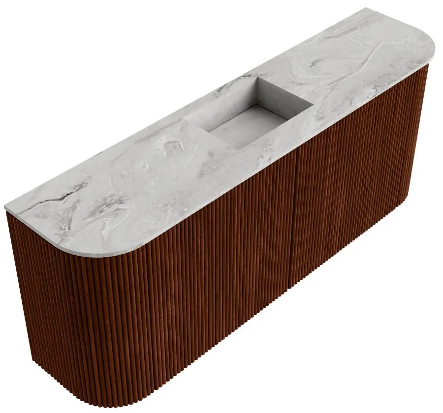 Mondiaz Joya DLux 105cm toiletmeubel ronding links/rechts ruby met wastafel faye midden 1 kraangat glace