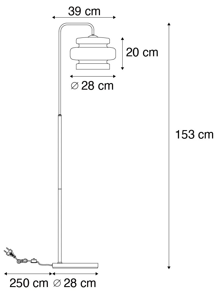 Retro vloerlamp zwart met groen glas - Denise