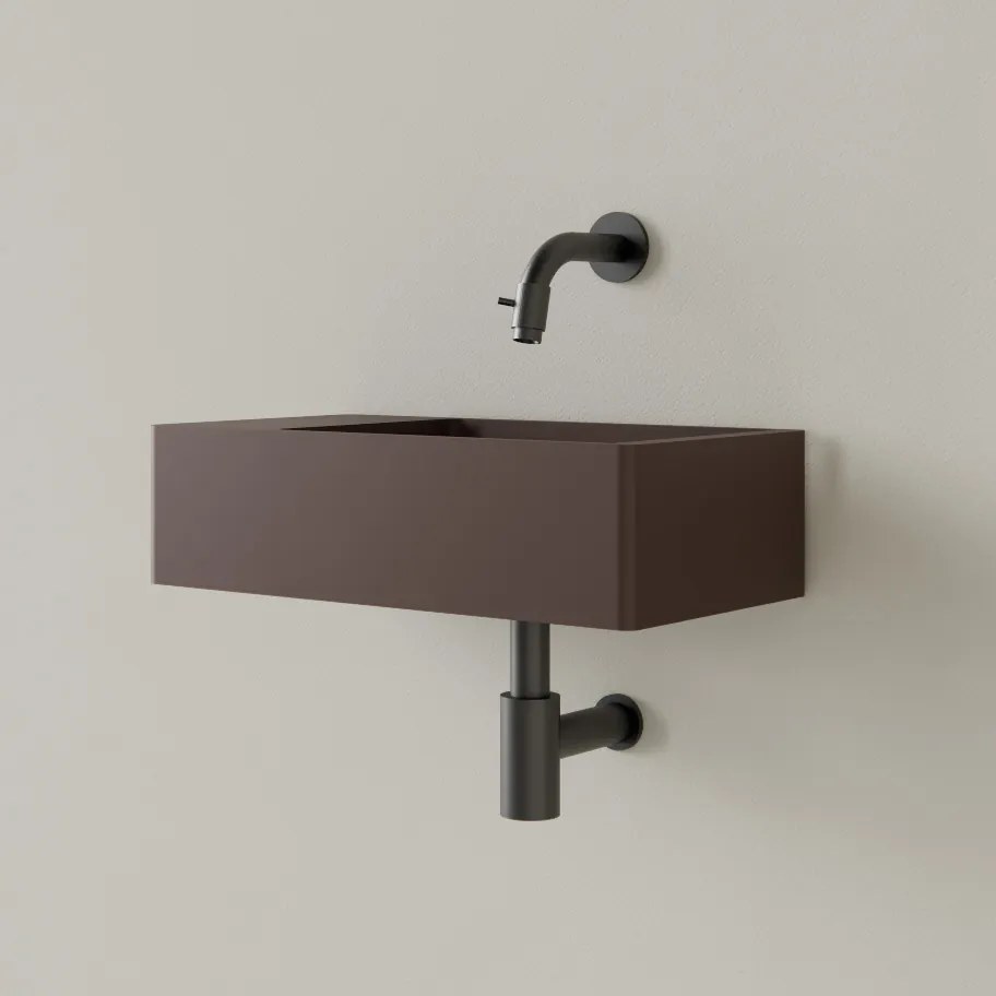 Sanigoods Luko fontein 40x22cm links zonder kraangat choco bruin